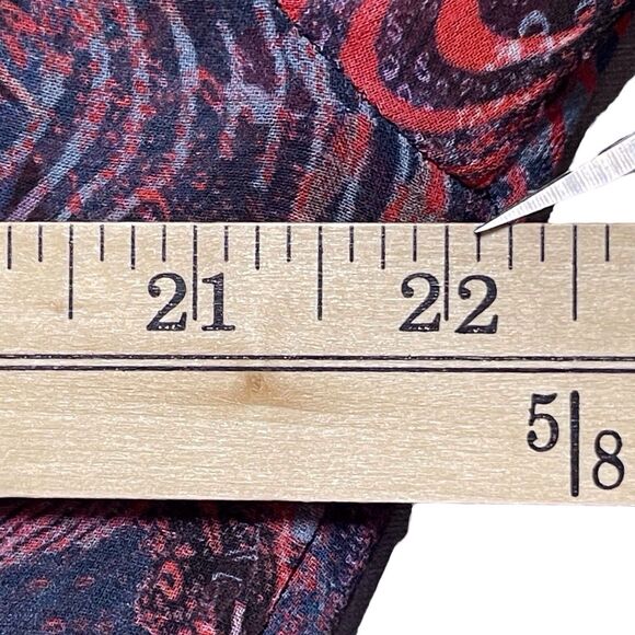 IRO Dress Size 40 (US 8) Abstract Print Red Blue Long Sleeve Ruffle Hem EUC - Picture 13 of 16